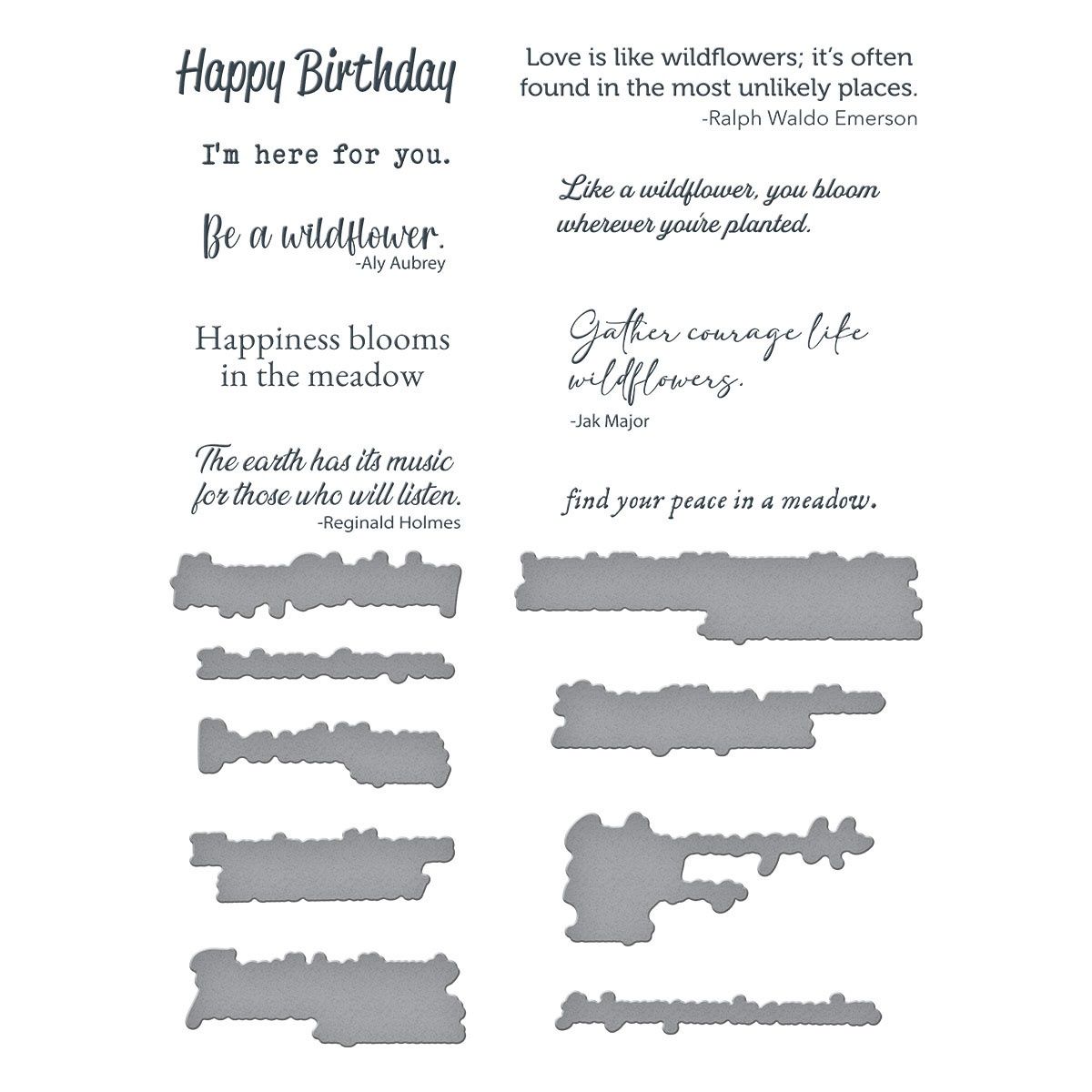 Through the Meadow Sentiments Press Plate + Die Set