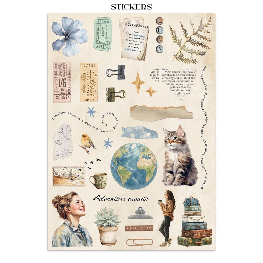 Secret Diary Junk Journal Book | Backgrounds, Stickers, and Cut-outs