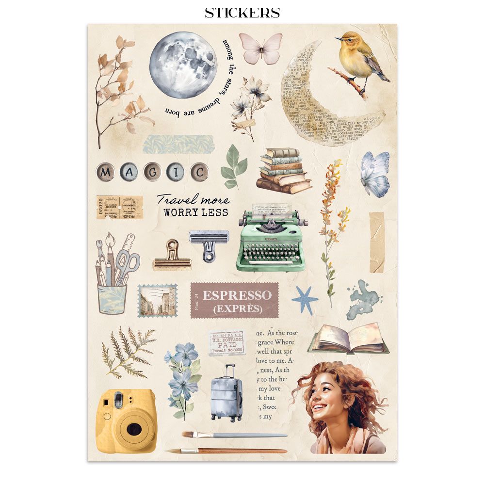 Secret Diary Junk Journal Book | Backgrounds, Stickers, and Cut-outs