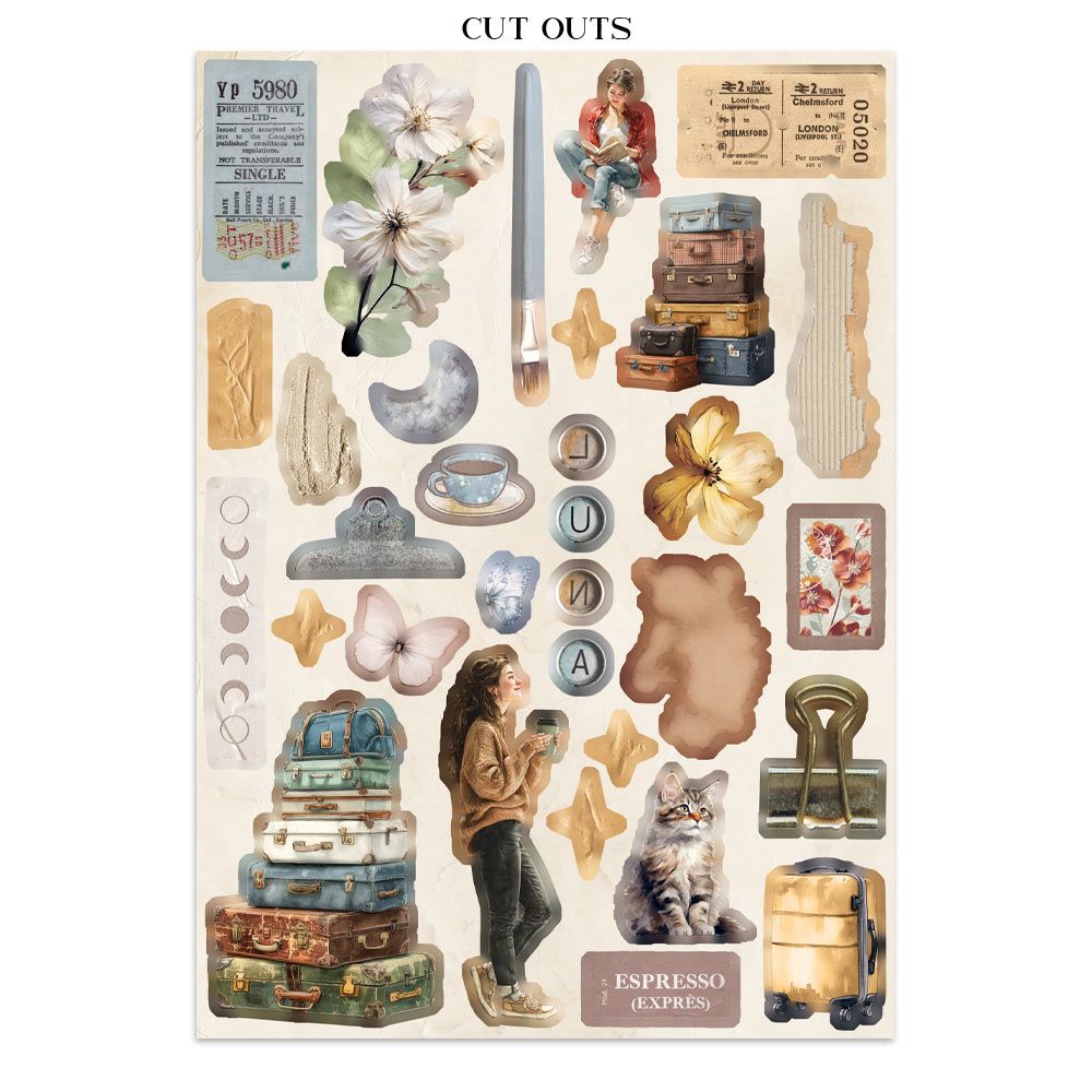 Secret Diary Junk Journal Book | Backgrounds, Stickers, and Cut-outs