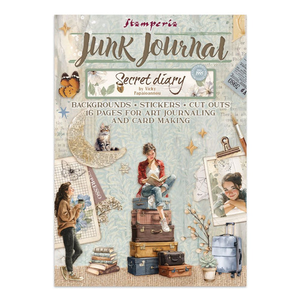 Secret Diary Junk Journal Book | Backgrounds, Stickers, and Cut-outs