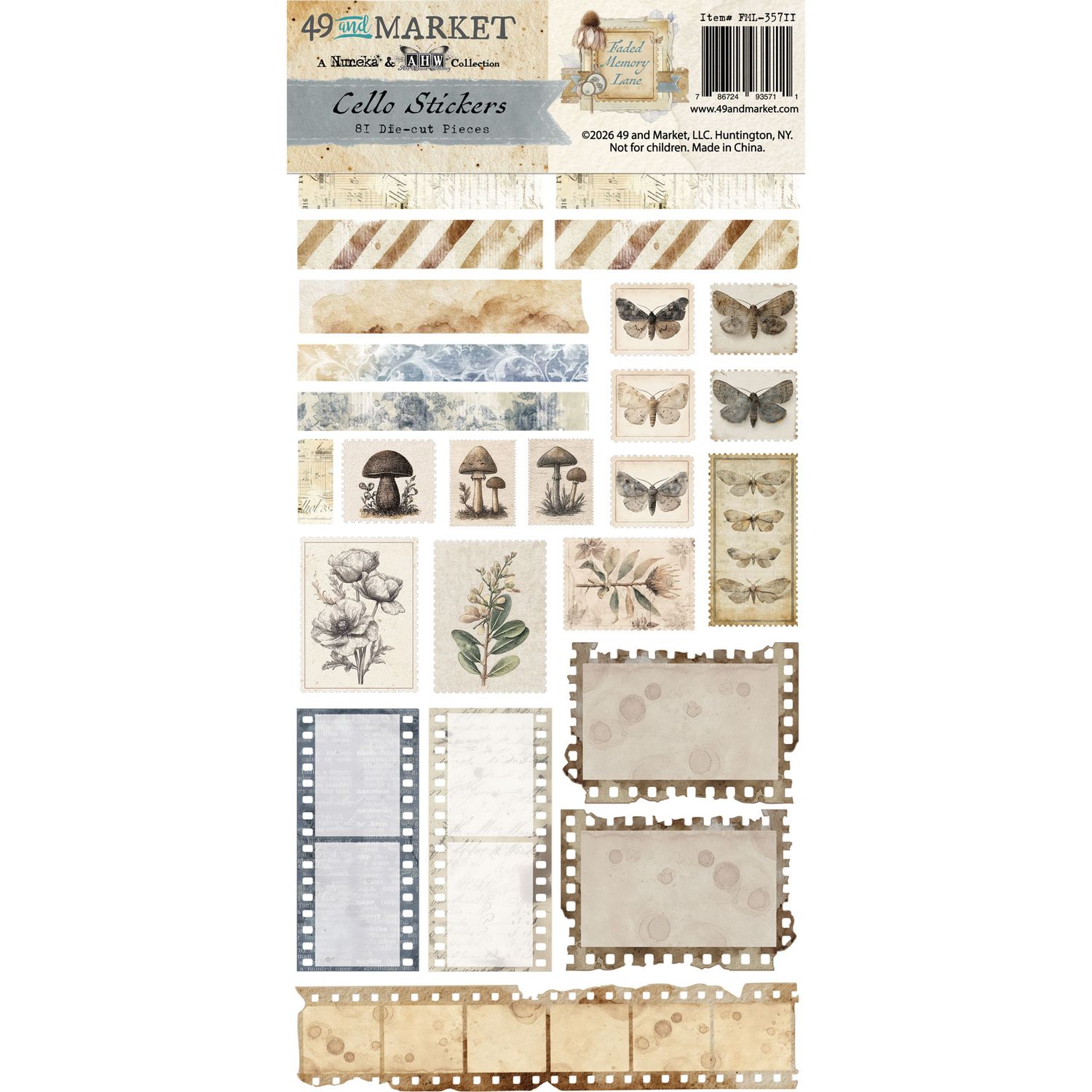 Faded Memory Lane Cello Stickers