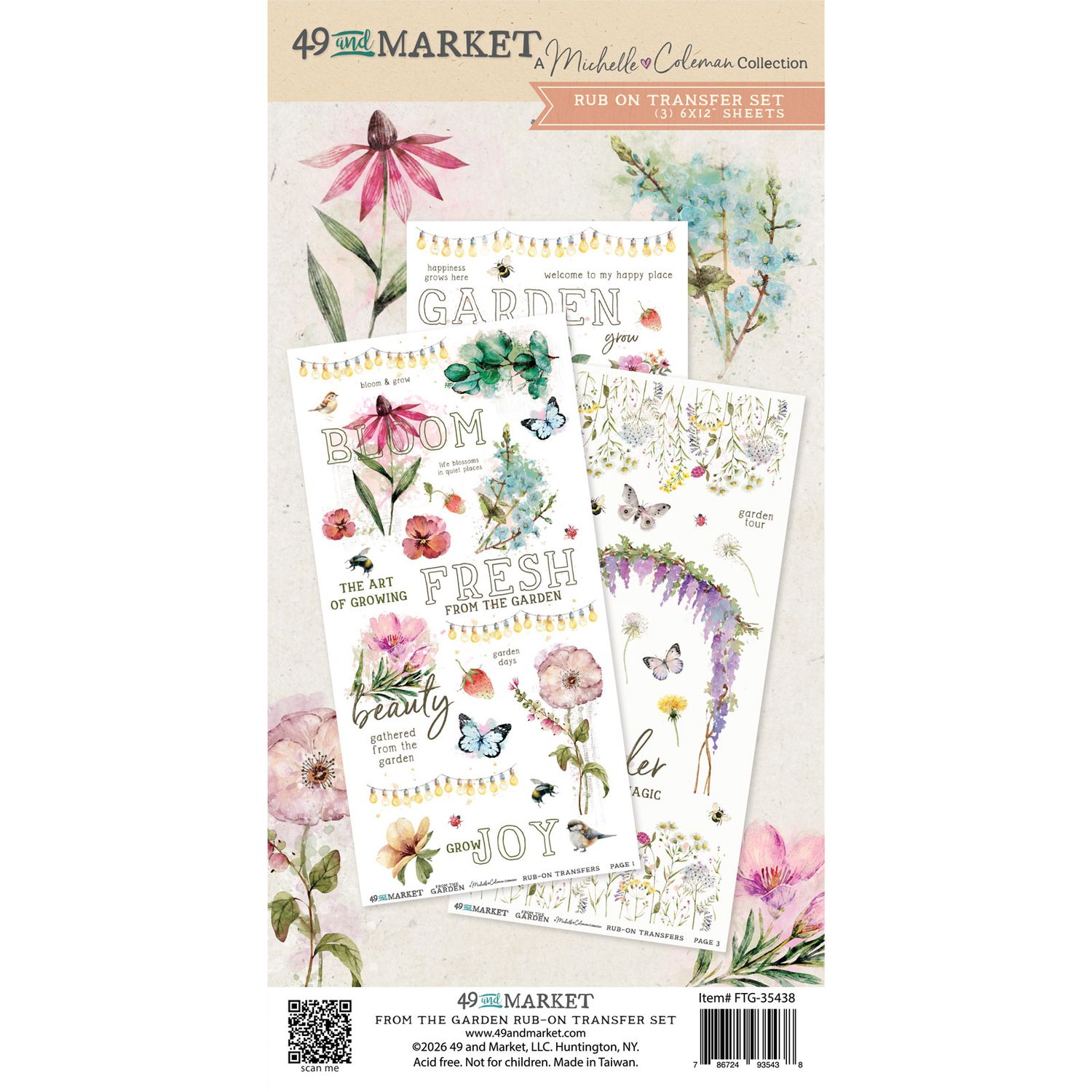 From the Garden 6x12 Blendable Rub-on Transfers