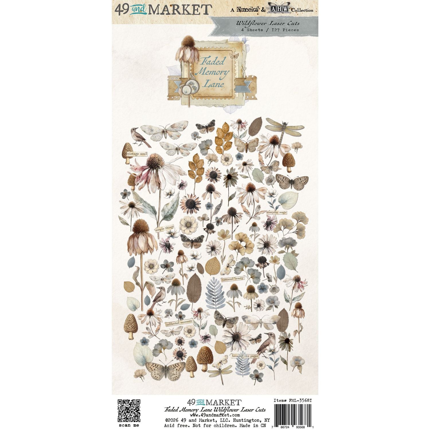 Faded Memory Lane Laser-Cut Wildflowers