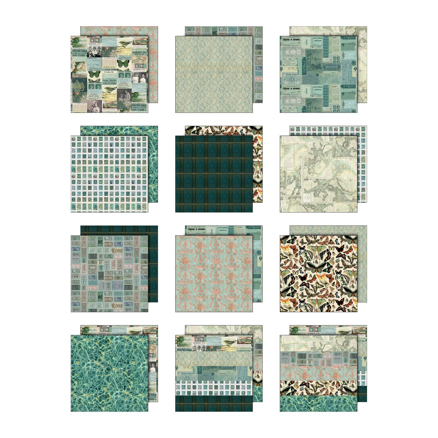 Palette Collection: Teal | Double-Sided Cardstock Paper Pack | idea-ology