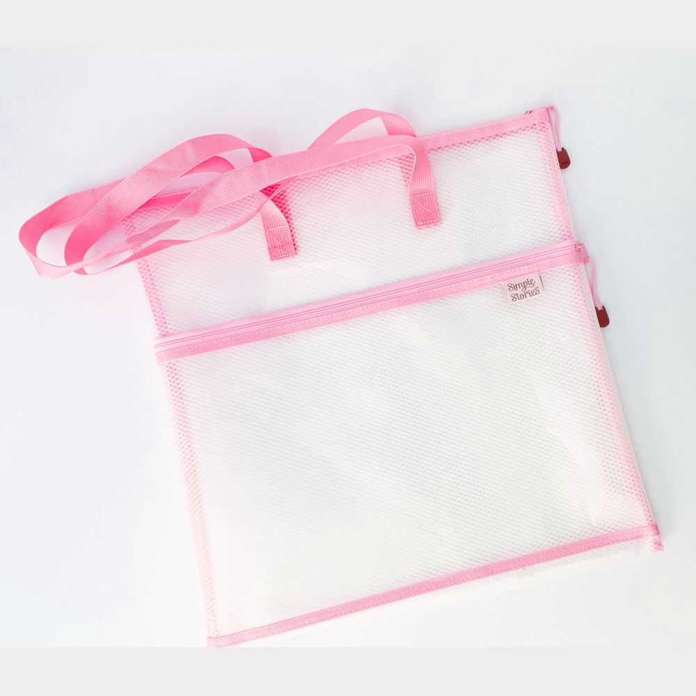 Clear Vinyl Reinforced Mesh Zippered Craft Bags