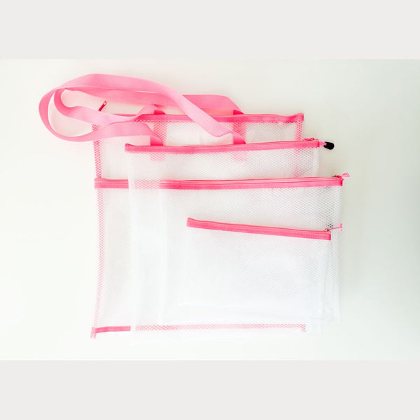 Clear Vinyl Reinforced Mesh Zippered Craft Bags