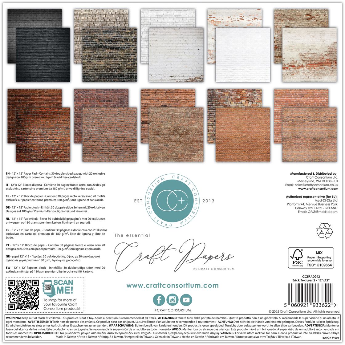 Brick Textures 2 12x12 Double-Sided Paper Pad