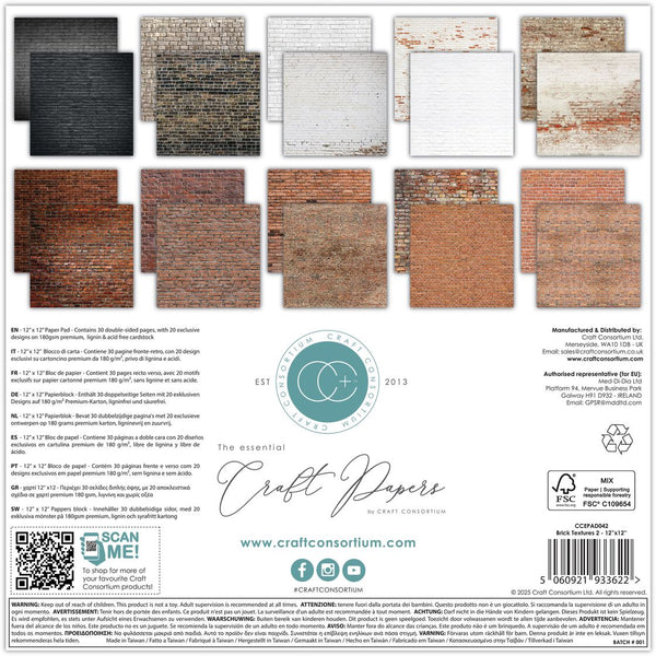 Brick Textures 2 12x12 Double-Sided Paper Pad
