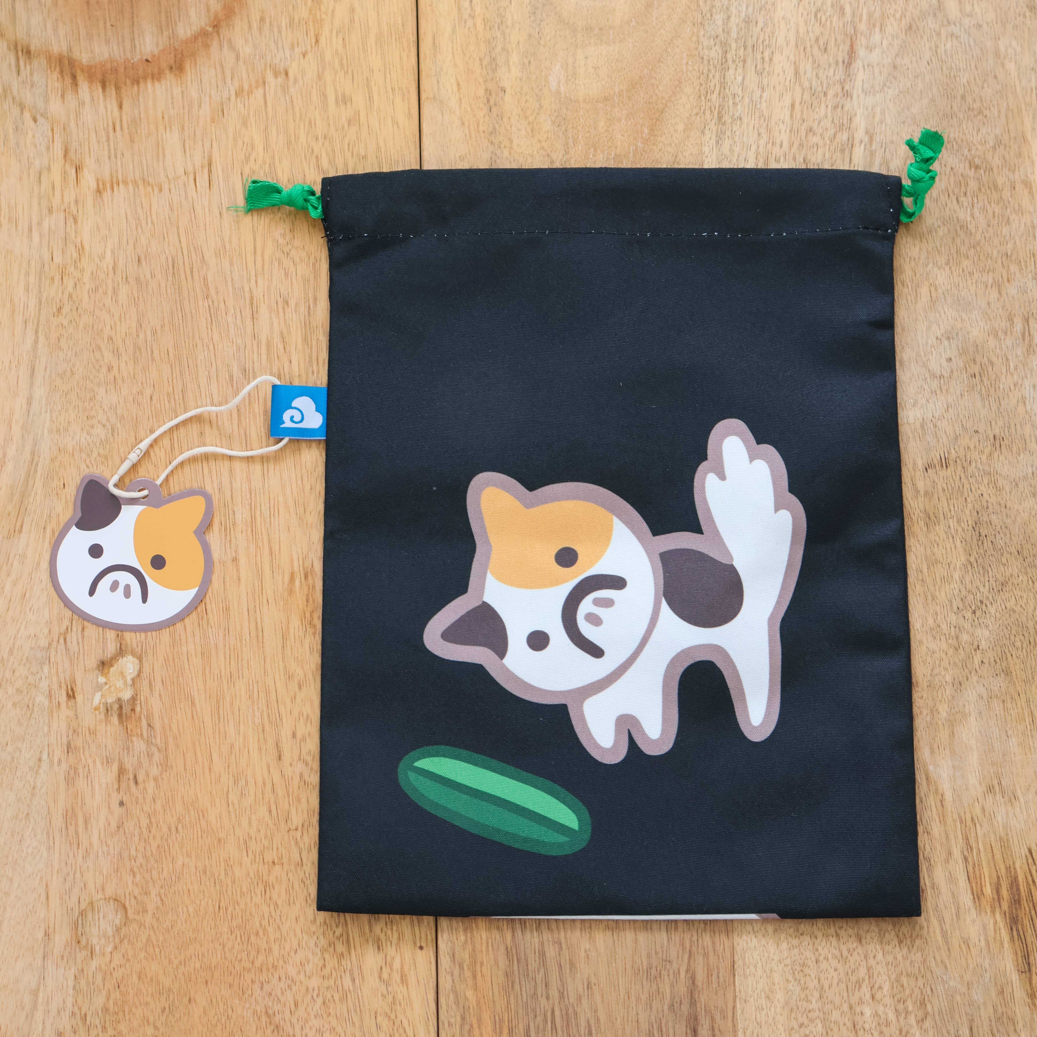 Cucumber Cat Drawstring Pouch Bag