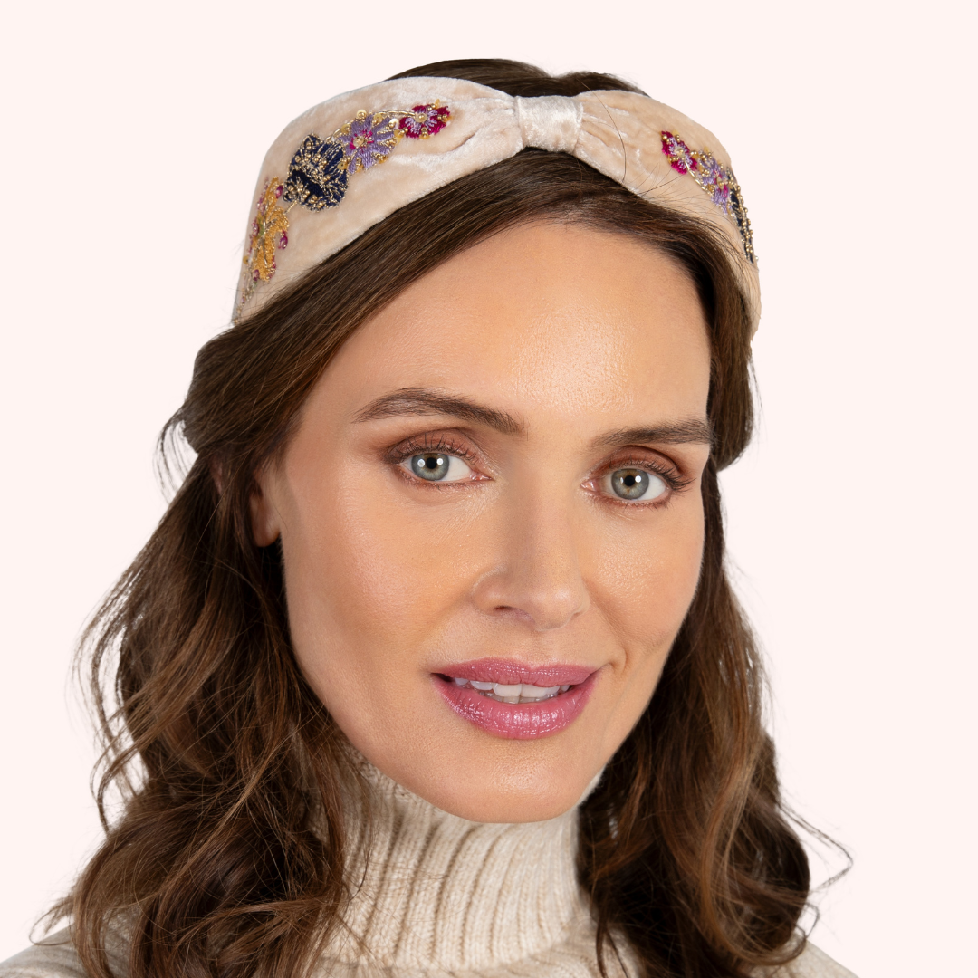 Cream Posy Velvet Headband