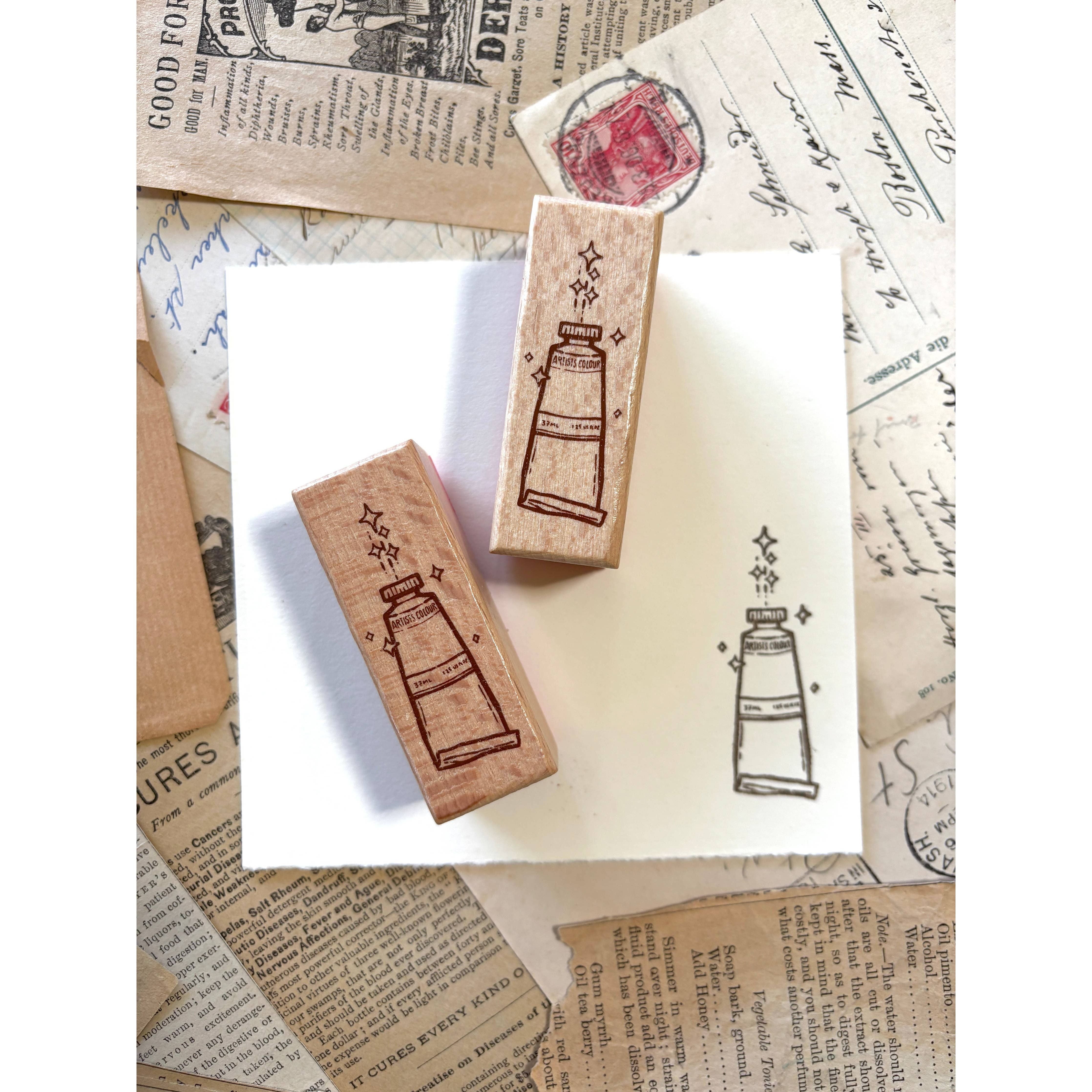 Paint Tube Rubber Stamp