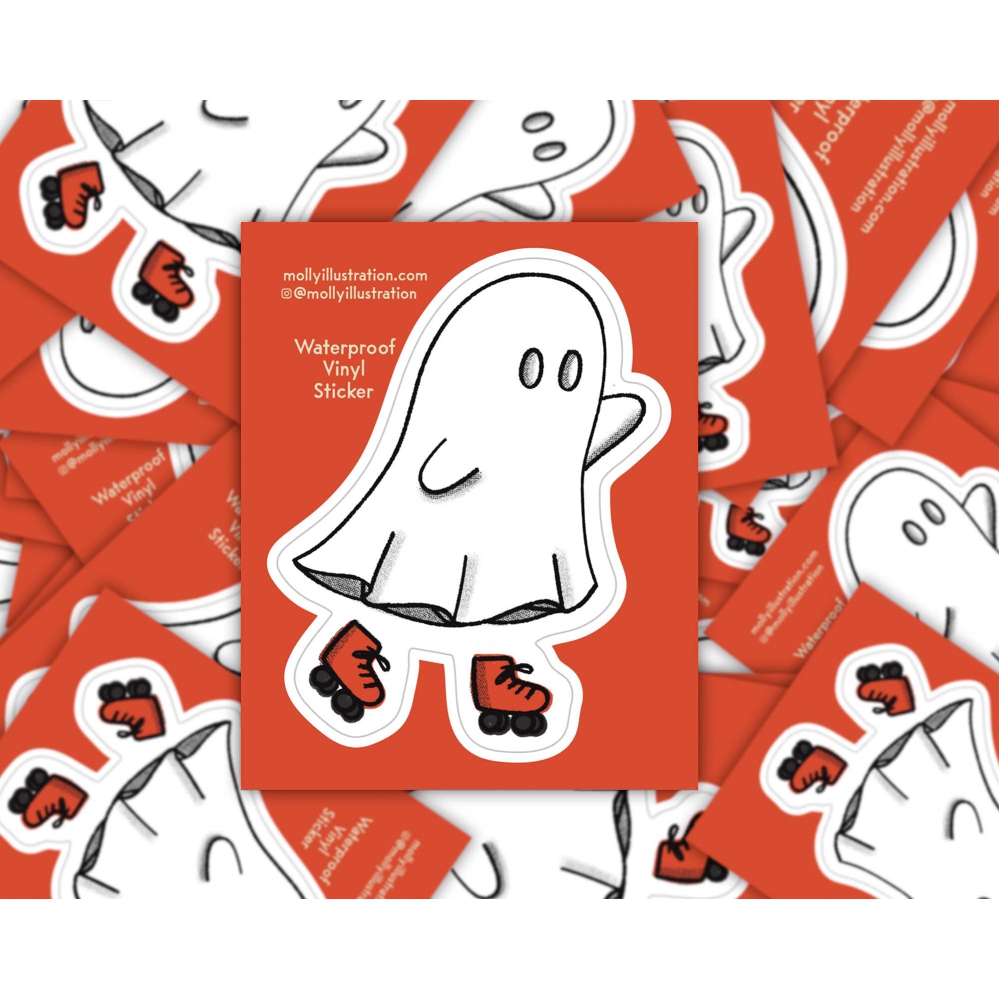 Rollerskating Ghost Waterproof Vinyl Sticker