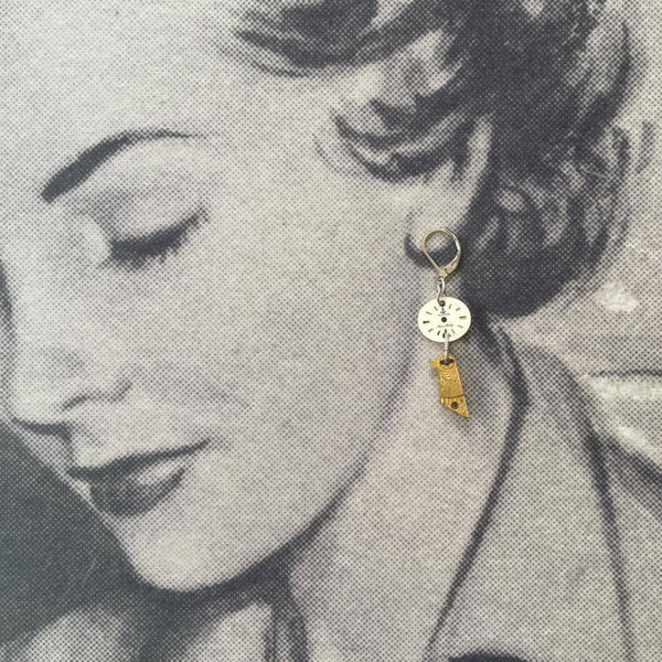 Balancing Time Vintage Watch Dial Earrings