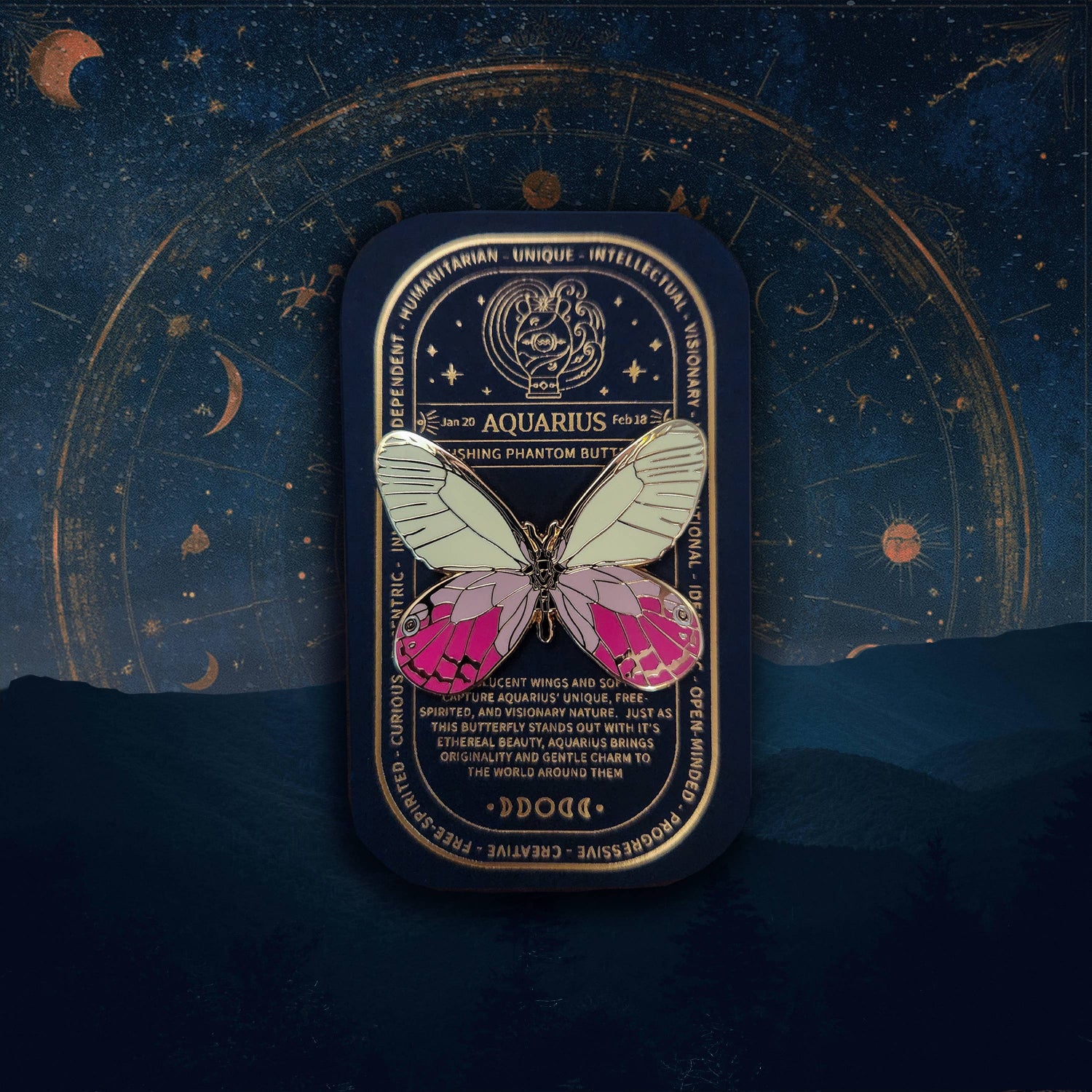 Zodiac Butterfly and Moth Enamel Pin Collection