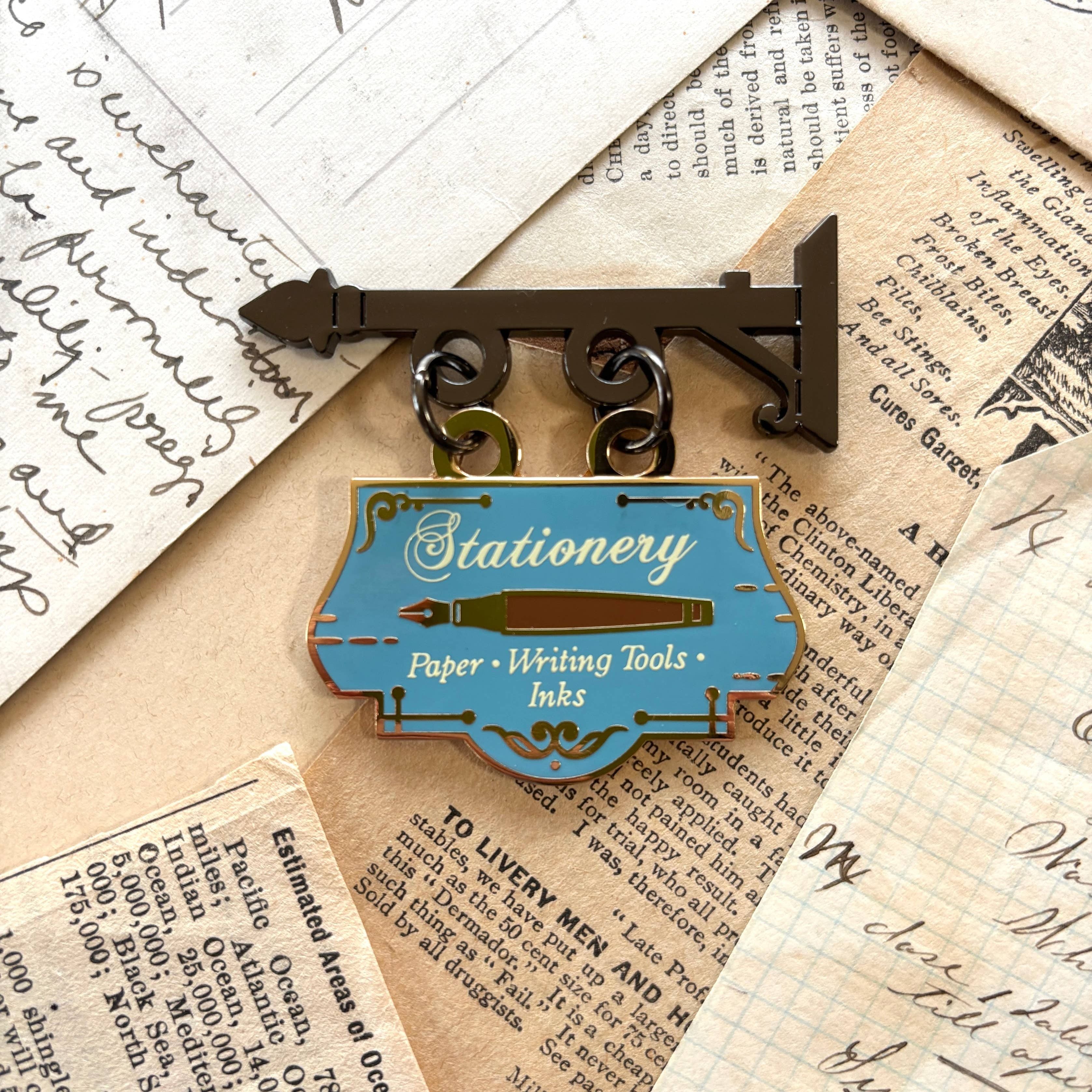 Stationery Store Hanging Sign Enamel Pin