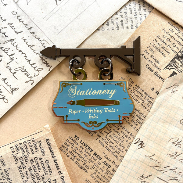 Stationery Store Hanging Sign Enamel Pin