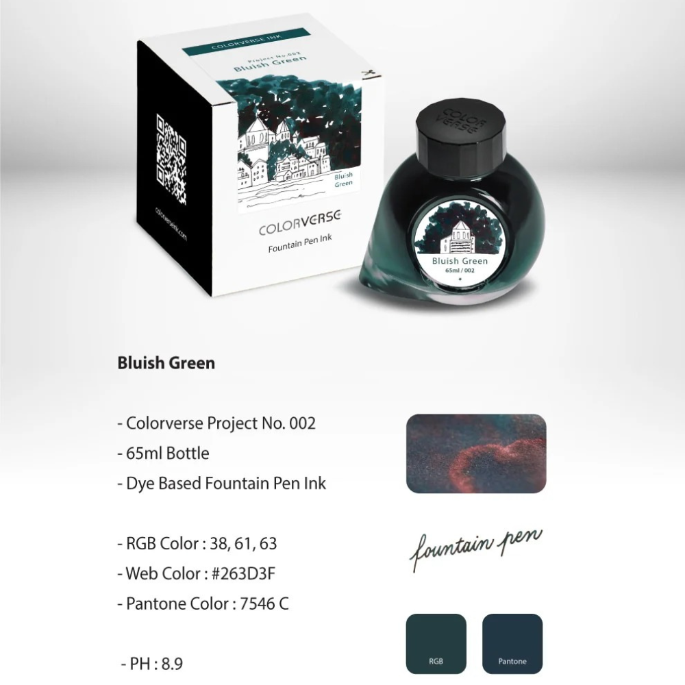 Bluish Green Fountain Pen Ink | Project Ink Vol. 1, No. 002