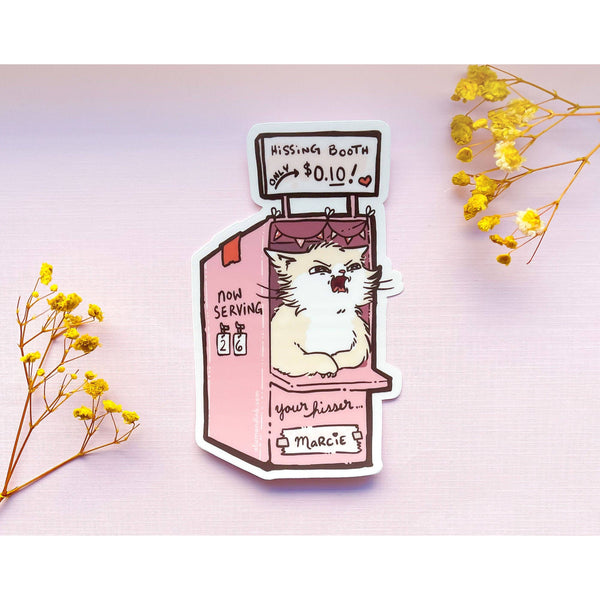Marcie the Cat's Hissing Booth Clear Vinyl Sticker