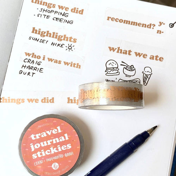 Travel Journal Stickies Perforated Clear Washi Tape