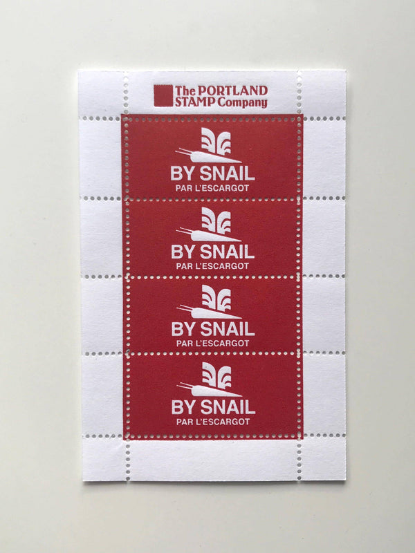 Red “By Snail / Par L’escargot” 3pk Lick & Stick Stamps