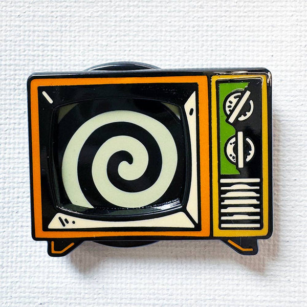 Spinning Hypno TV Interactive Enamel Pin