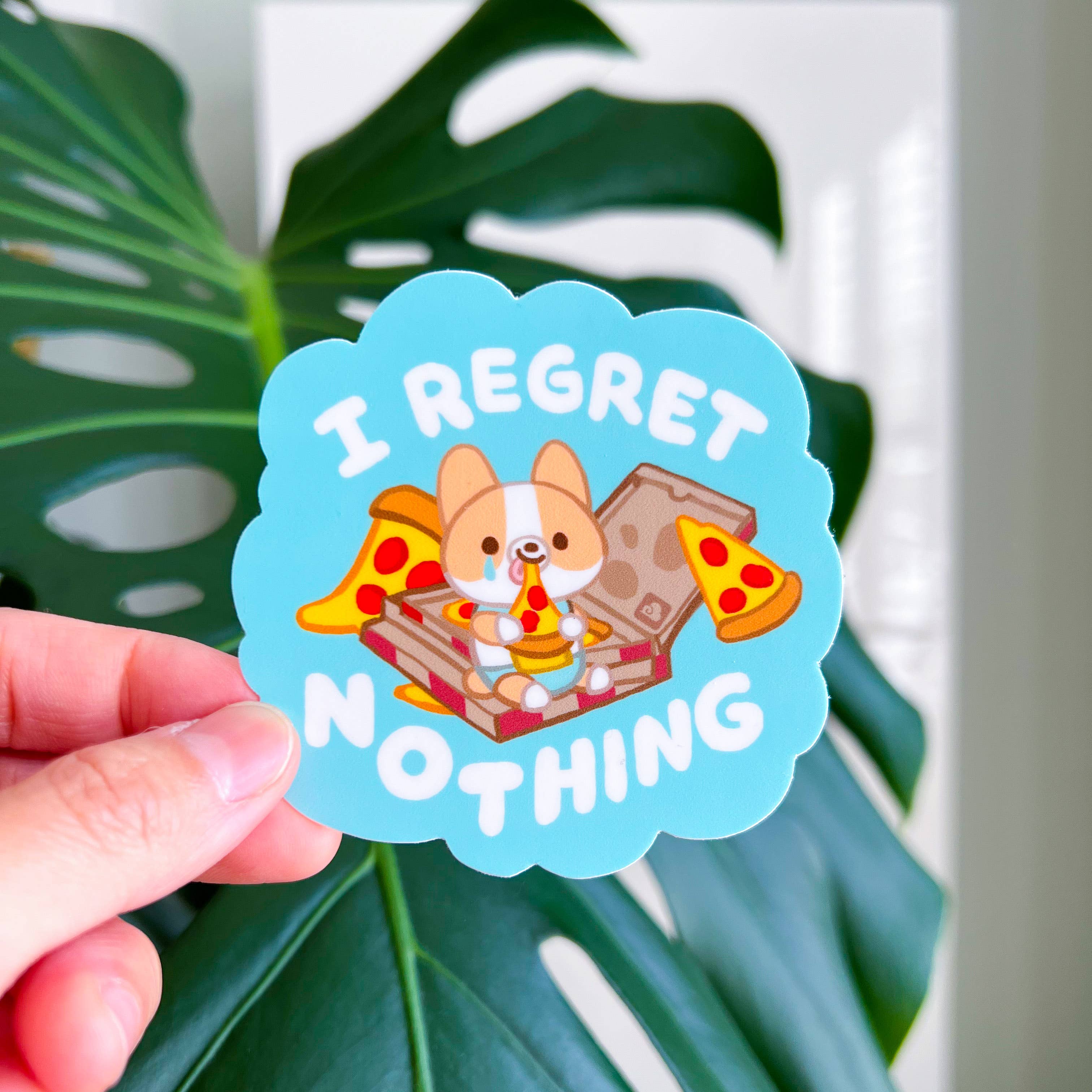 I Regret Nothing Friendly Corgi Vinyl Sticker