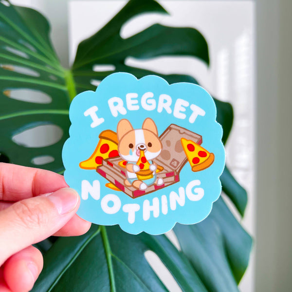 I Regret Nothing Friendly Corgi Vinyl Sticker