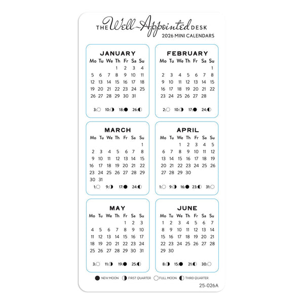 2026 Mini Monthly Calendar Sticker Sheet 2pk