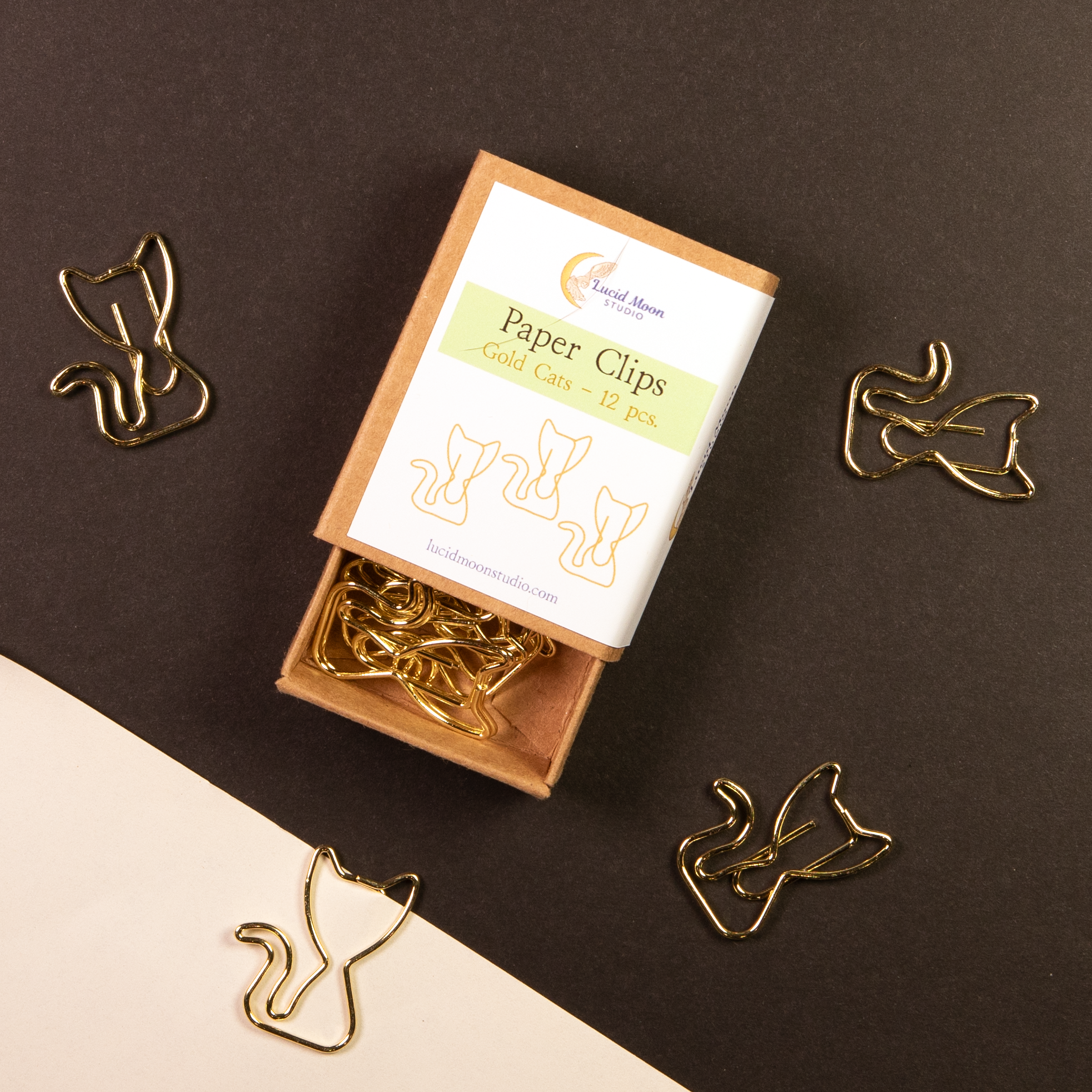 Gold Cat Paper Clips