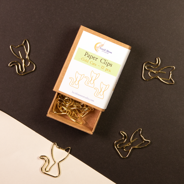 Gold Cat Paper Clips