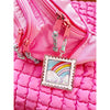 Rainbow Stamp Glitter Shaker Keychain Bag Charm
