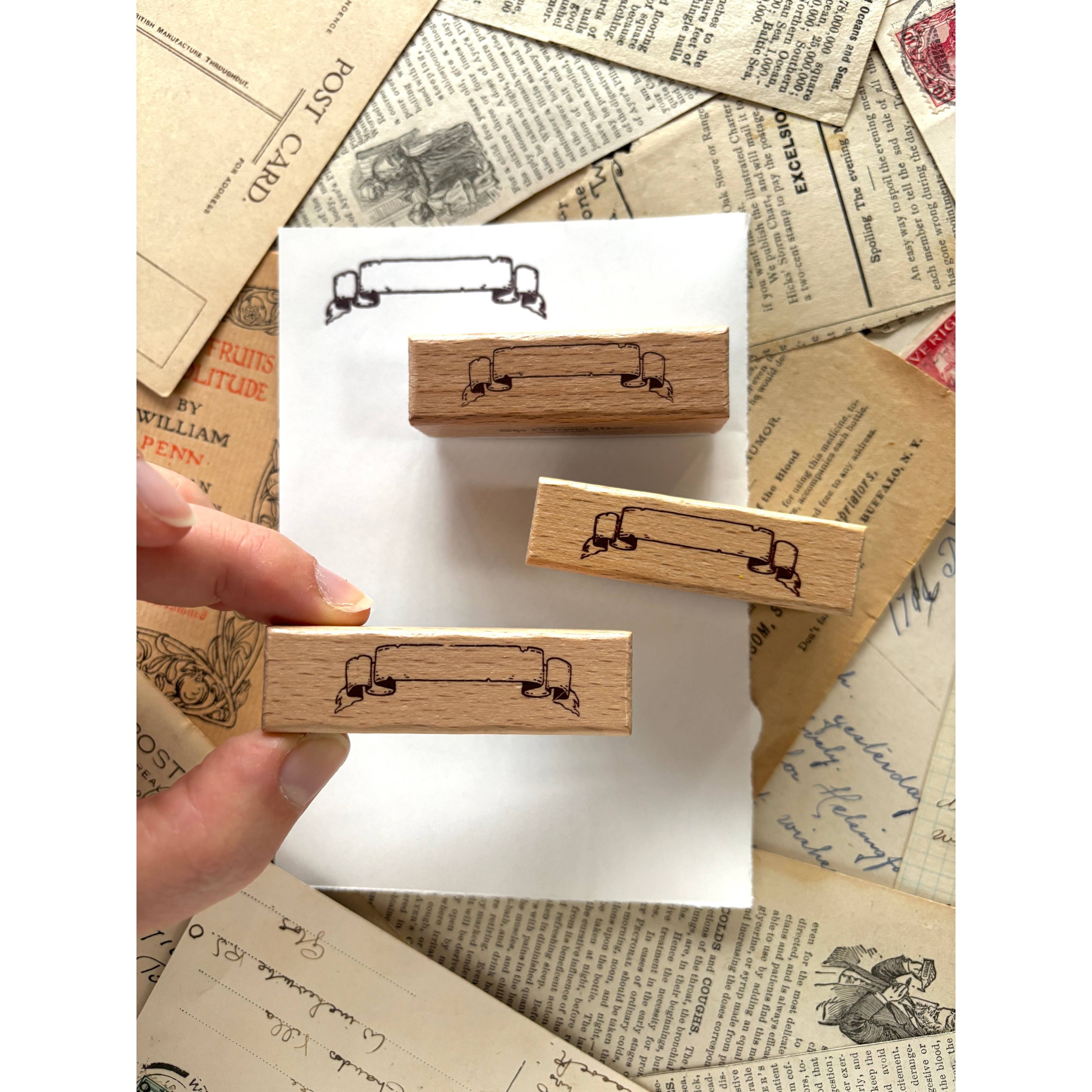 Scroll Banner Rubber Stamp