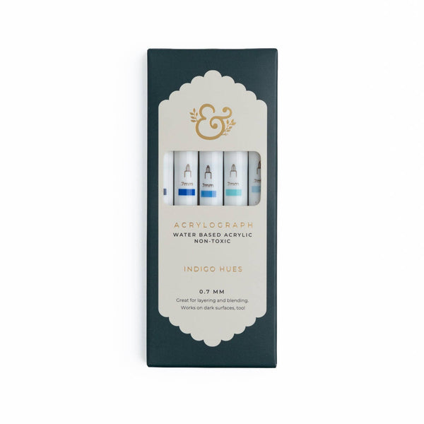 Indigo Hues 5pc Pen Sets | Acryolgraphs or Calliographs