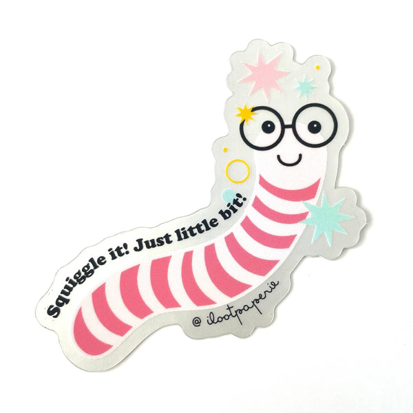 Squiggle It Just a Little Bit! Worm Matte Mirror Sticker