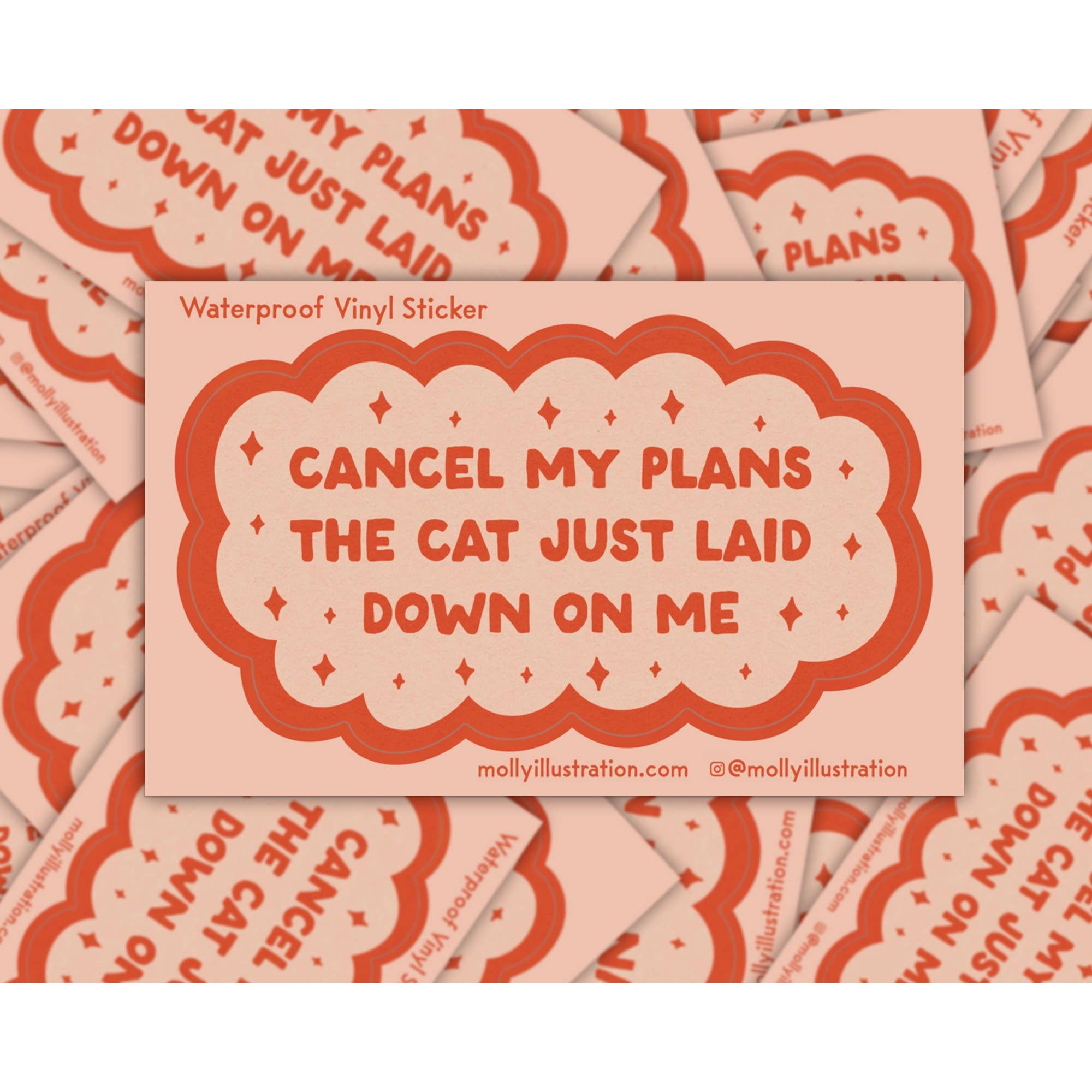 Cancel My Plans Cat Waterproof Vinyl Sticker