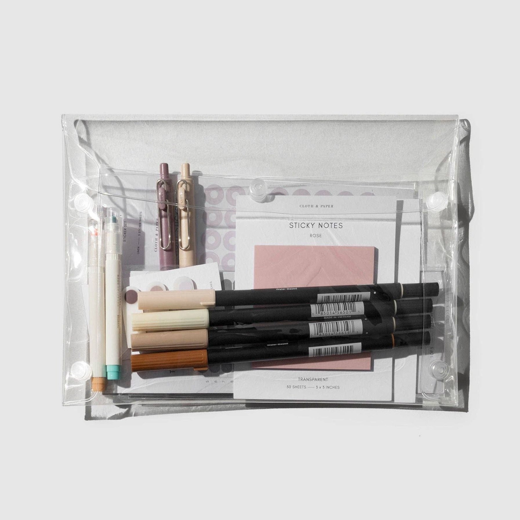Large Clear Essentials Pouch with Snap Closure