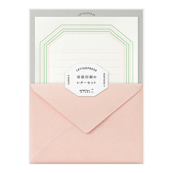 Letterpress Frame Pink Stationery Set | Midori