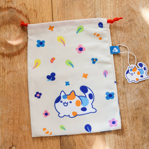 Floral Calico Drawstring Pouch Bag