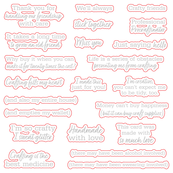 Crafty Friends Sentiments Stamp + Die Set {Bundle Deal: 10% off!}