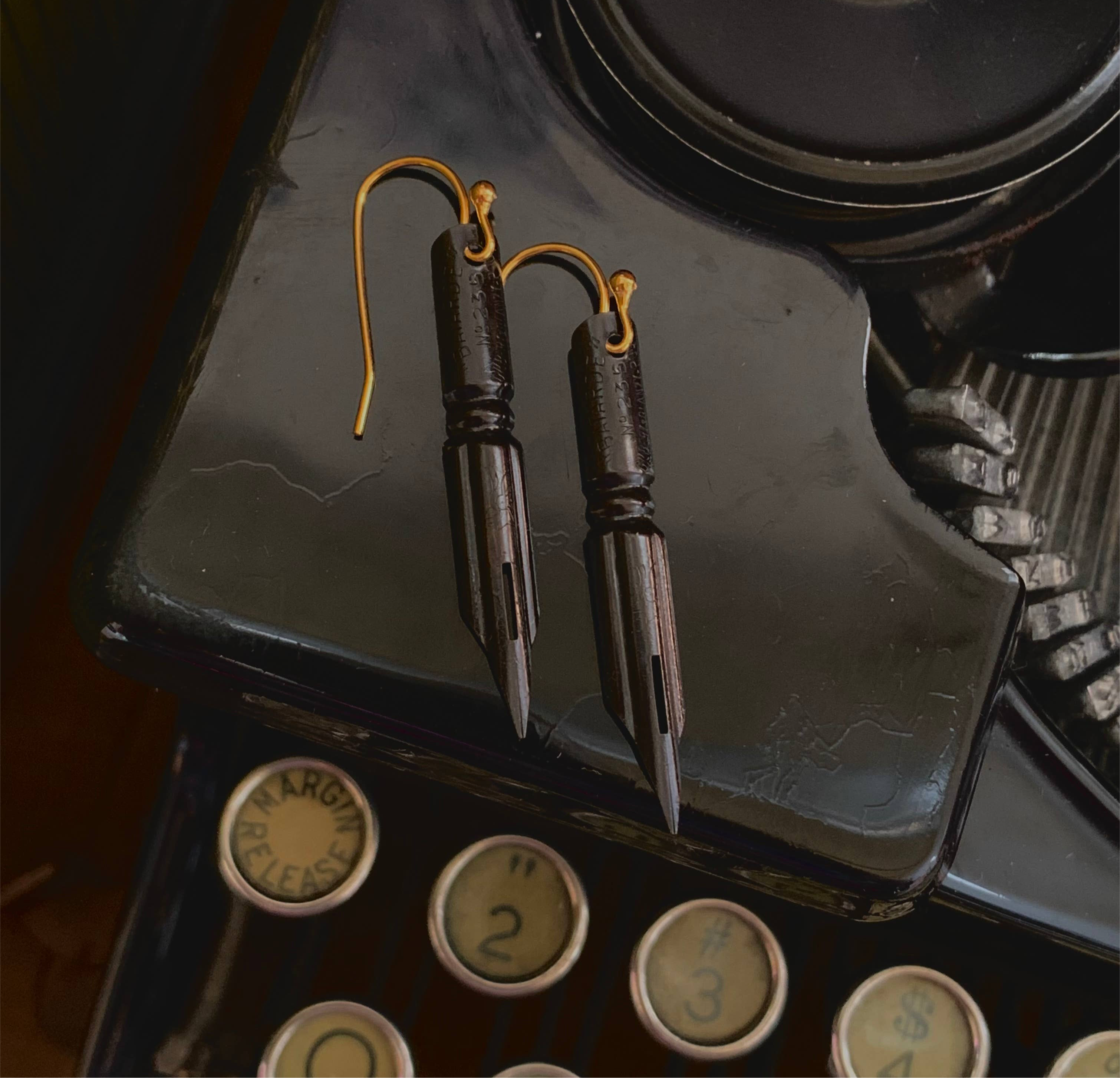 French Black Vintage Nib Earrings