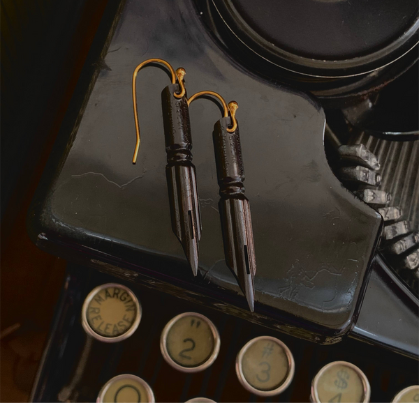 French Black Vintage Nib Earrings
