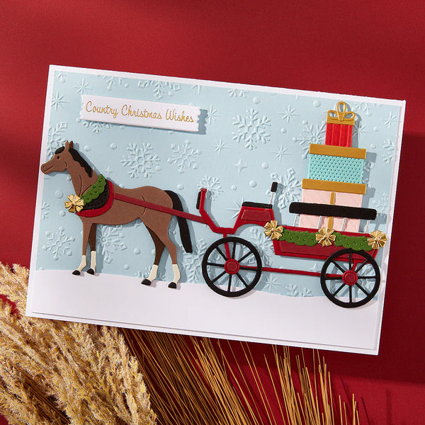 Christmas Horse-Drawn Wagon Etched Dies | Country Christmas Collection