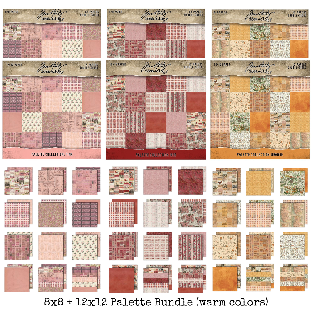 {coming soon!} Tim Holtz idea-ology 8x8 + 12x12 Palette Collection Paper Pack Bundle {Warm Colors}