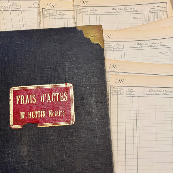 Original 1850s Blank French Ledger Pages Bundles Set/5