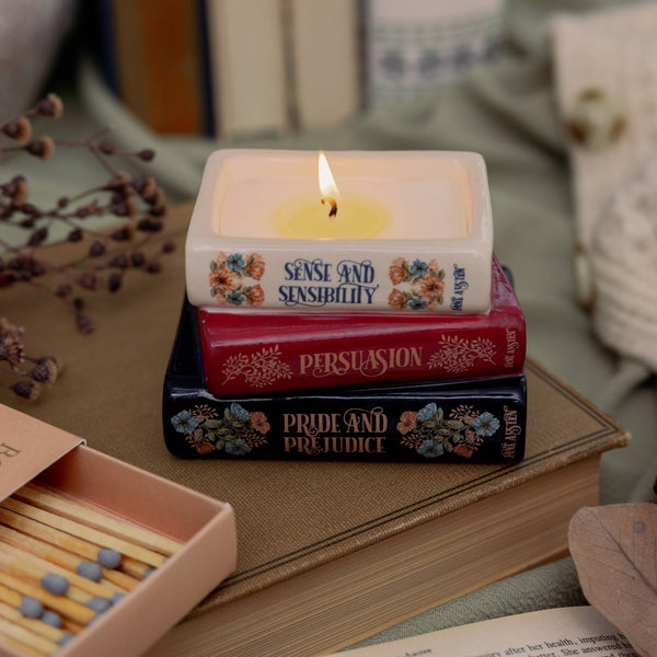 Jane Austen Book Stack Candle | Earl Grey & Honey