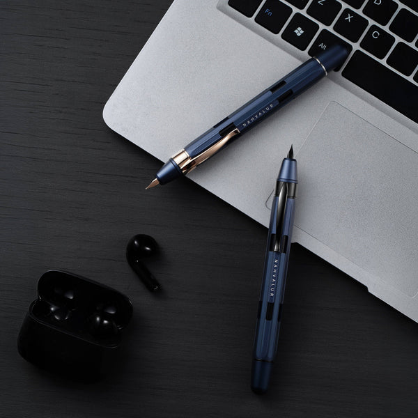 Cobalt Eclipse + Rose Gold Retractable Fountain Pen