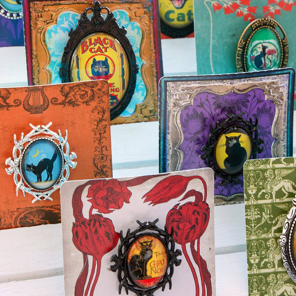 Handcrafted Vintage-Inspired Cabochon Pins/Pendants
