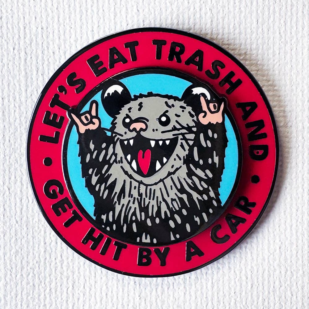 Let's Eat Trash Deluxe Spinning Possum Enamel Pin