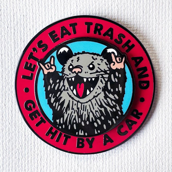 Let's Eat Trash Deluxe Spinning Possum Enamel Pin